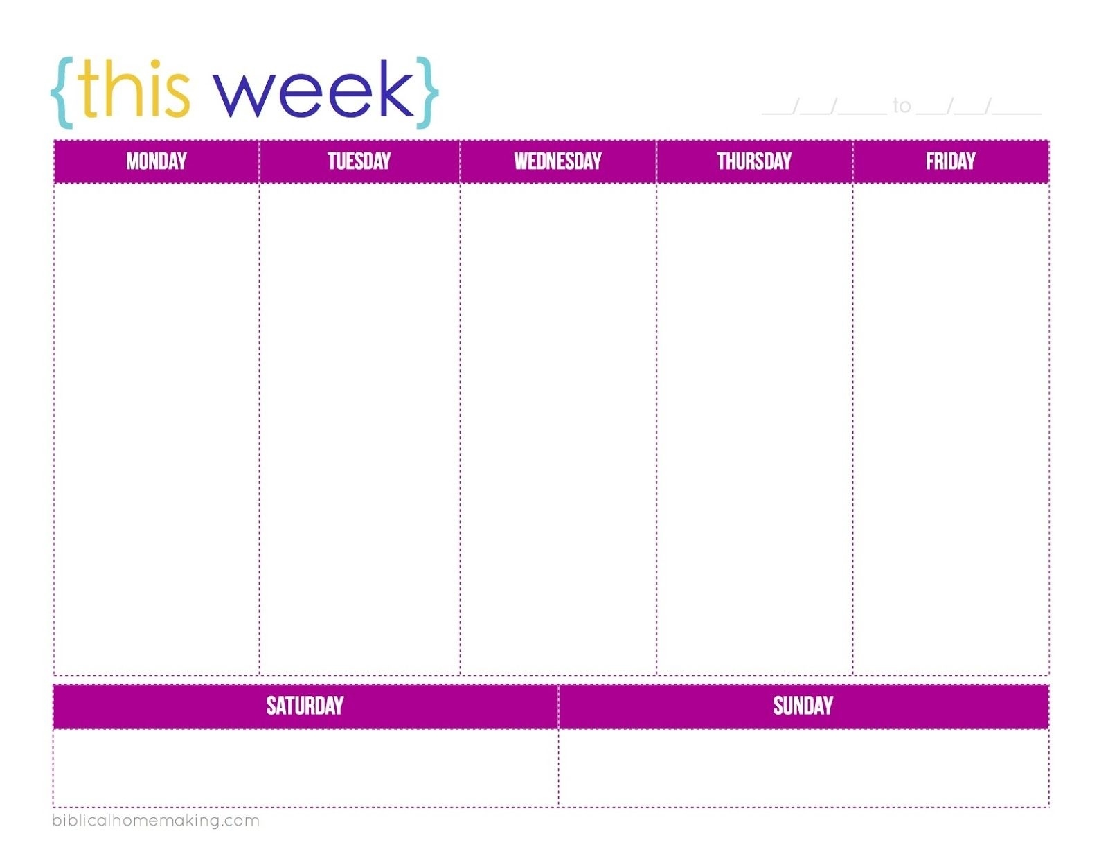 This Week A Free Weekly Planner Printable Biblical Calendar Template One Week