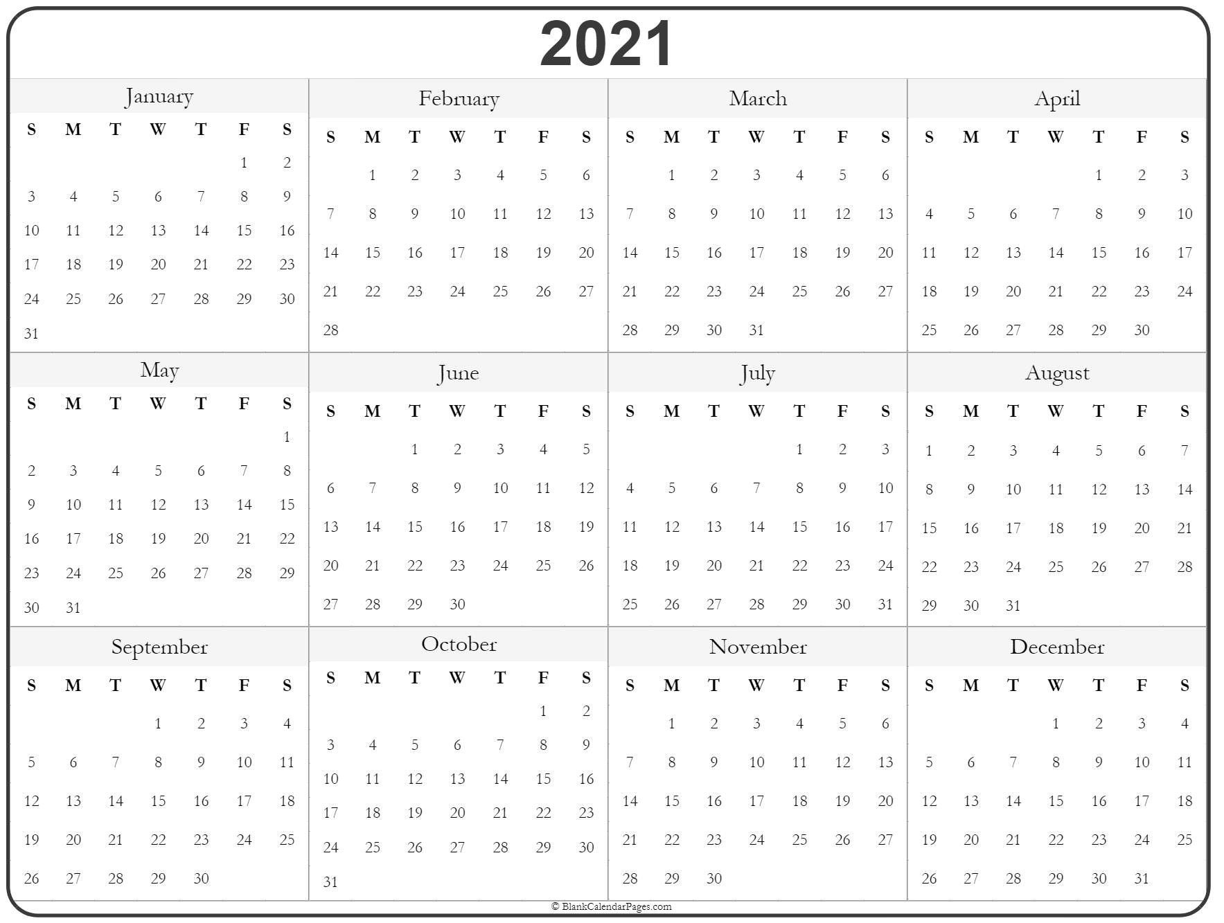 Universal Print Online Calendar 2021 Blank – Pleasant For Free Calendar Online Template