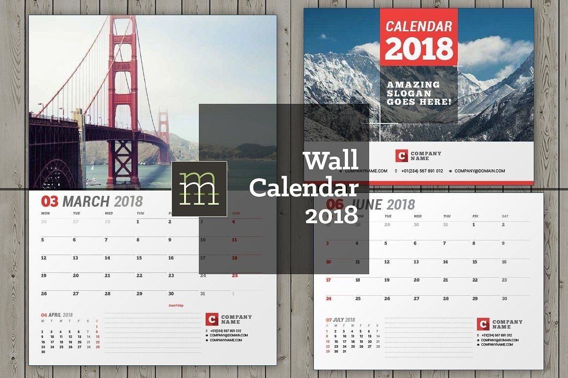 Wall Calendar 2018 (Wc037-18) | Free Calendar Template Calendar Template For Indesign