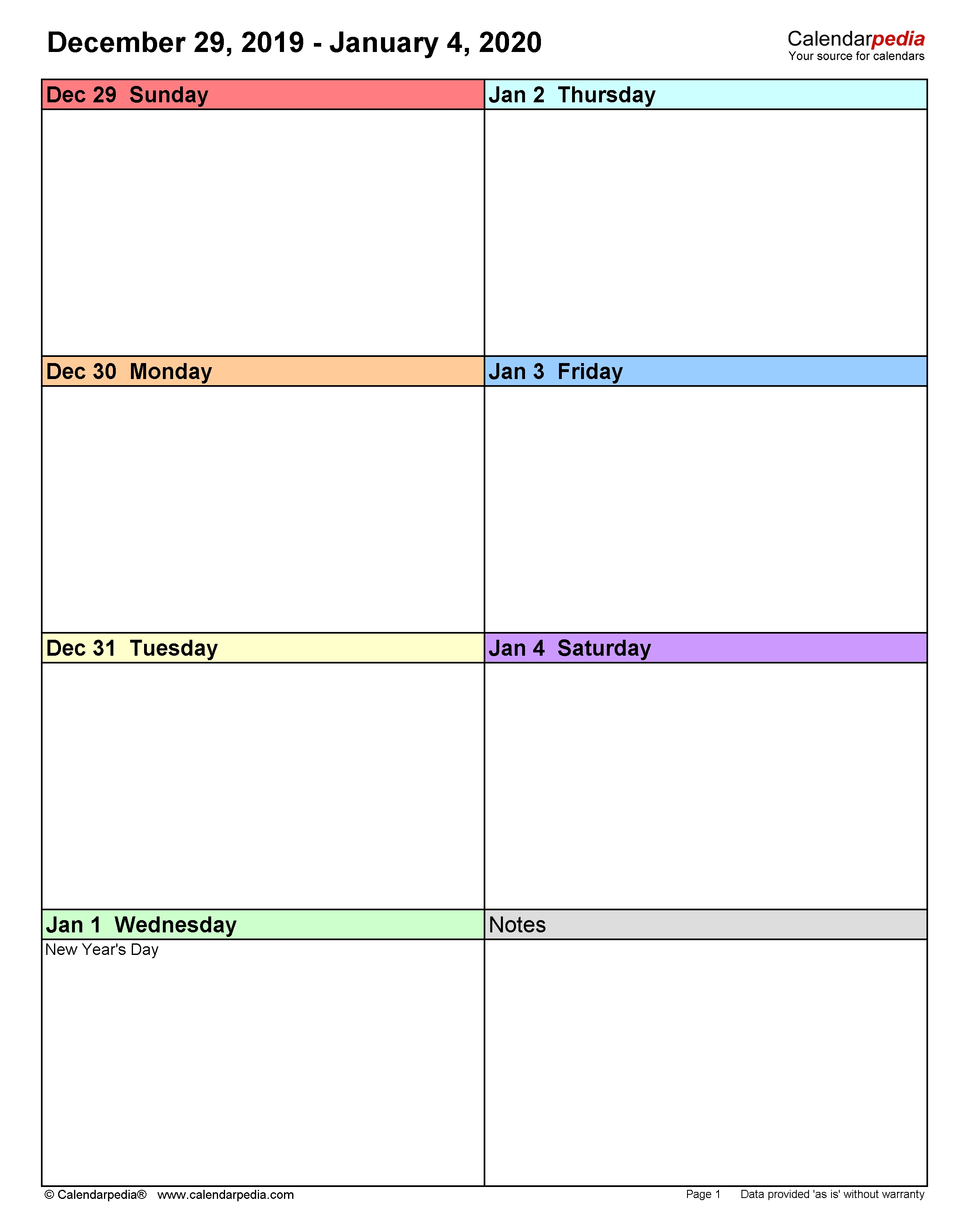 Weekly Calendars 2020 For Word - 12 Free Printable Templates Calendar Template One Week