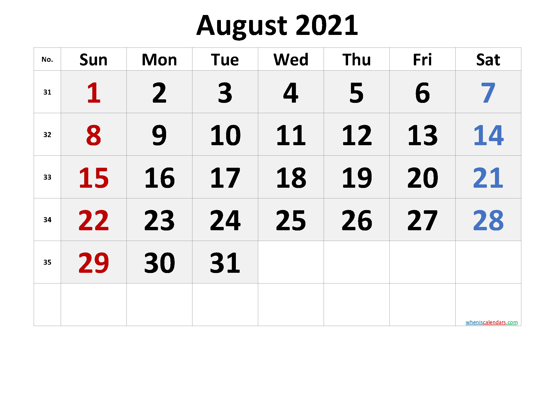 20+ August 2021 Calendar - Free Download Printable Calendar Templates ️ 2021 Calendar For July And August