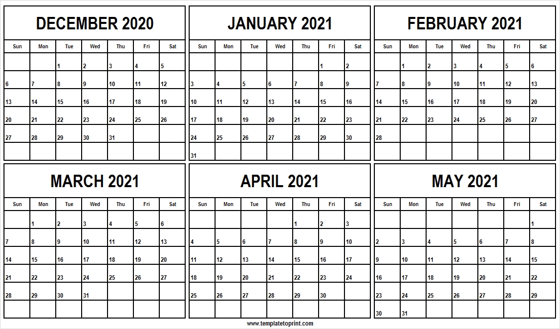 2020 December To 2021 May Calendar Excel - Printable Calendar 2020 December 2021 Calendar Excel