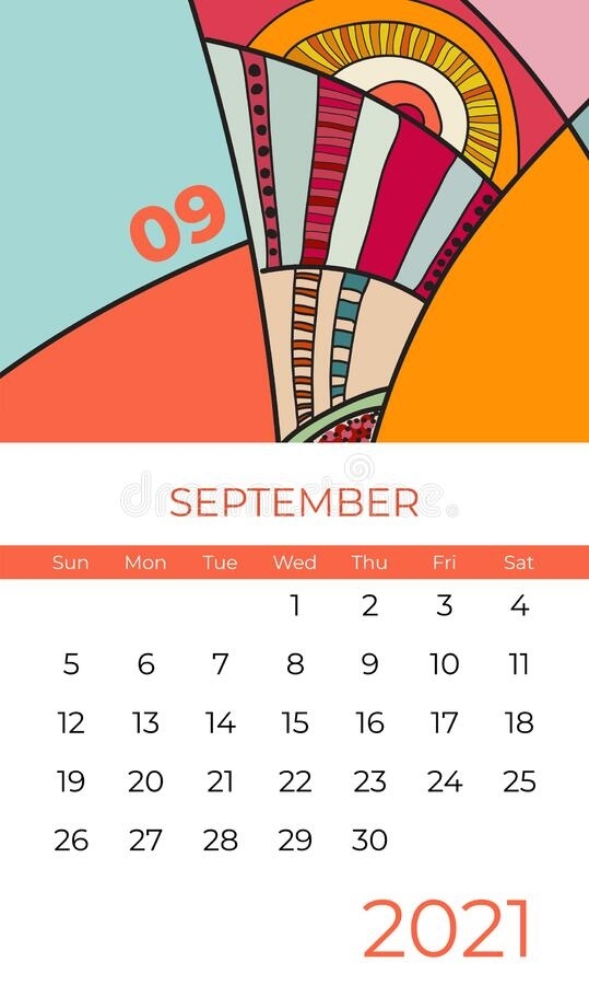 2021 Calendar Abstract Contemporary Art Vector Set. Desk, Screen, Desktop Months 2021, Colorful June 2021 Calendar Clipart