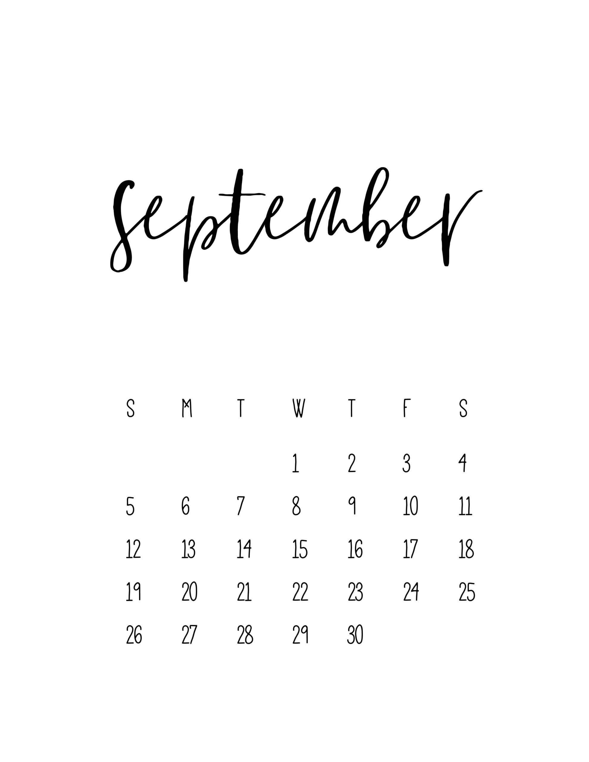 2021 Calendar Free Printable Template - World Of Printables Printable September 2021 Calendar