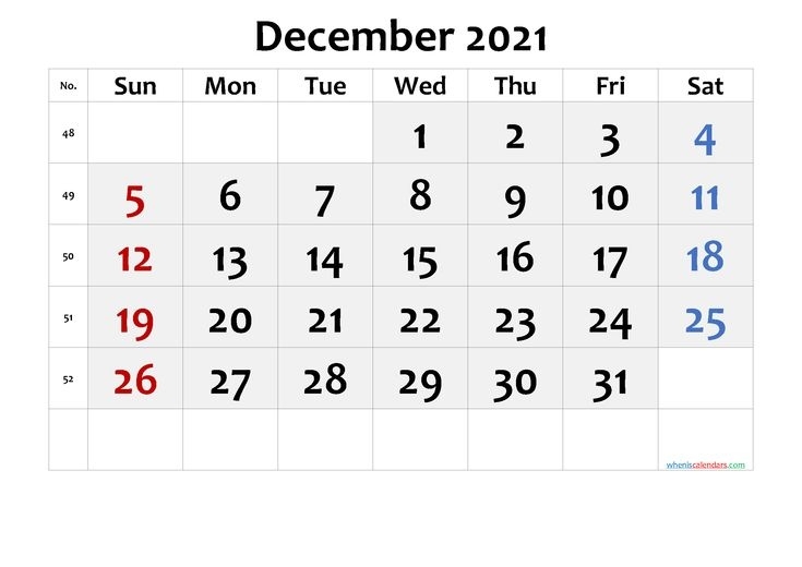 2021 December Free Printable Calendar [Free Premium] In 2020 | Calendar Printables, Printable December 2020 January 2021 Calendar Printable