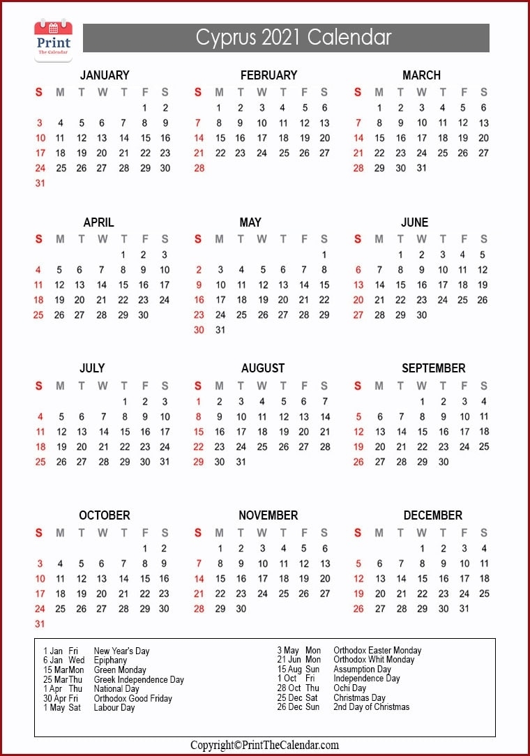 2021 Holiday Calendar Cyprus | Cyprus 2021 Holidays December 2021 Calendar With Bank Holidays