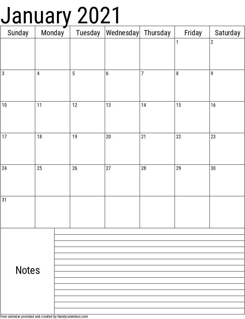 2021 January Calendars - Handy Calendars January - June 2021 Calendar