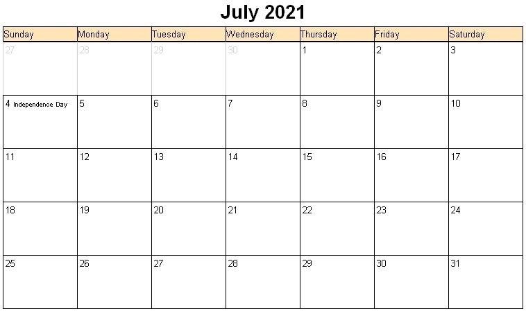 2021 July Calendar Printable | Calvert Giving July 2021 Calendar Word