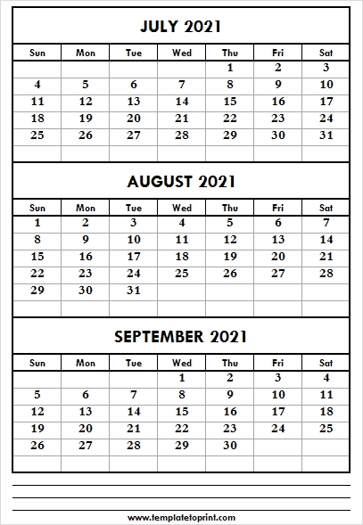 2021 July To September Calendar - Editable Calendar 2021 July To September 2021 Calendar