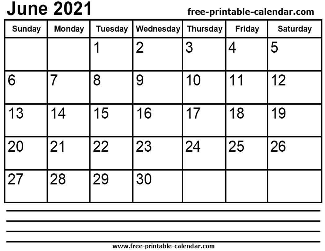 2021 June Calendar Printable - Free-Printable-Calendar June 2021 Calendar Printable