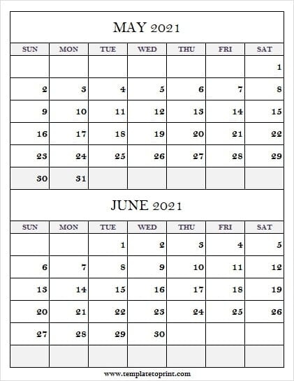 2021 May June Calendar Excel - Printable Calendar 2021 Template May And June 2021 Calendar Excel