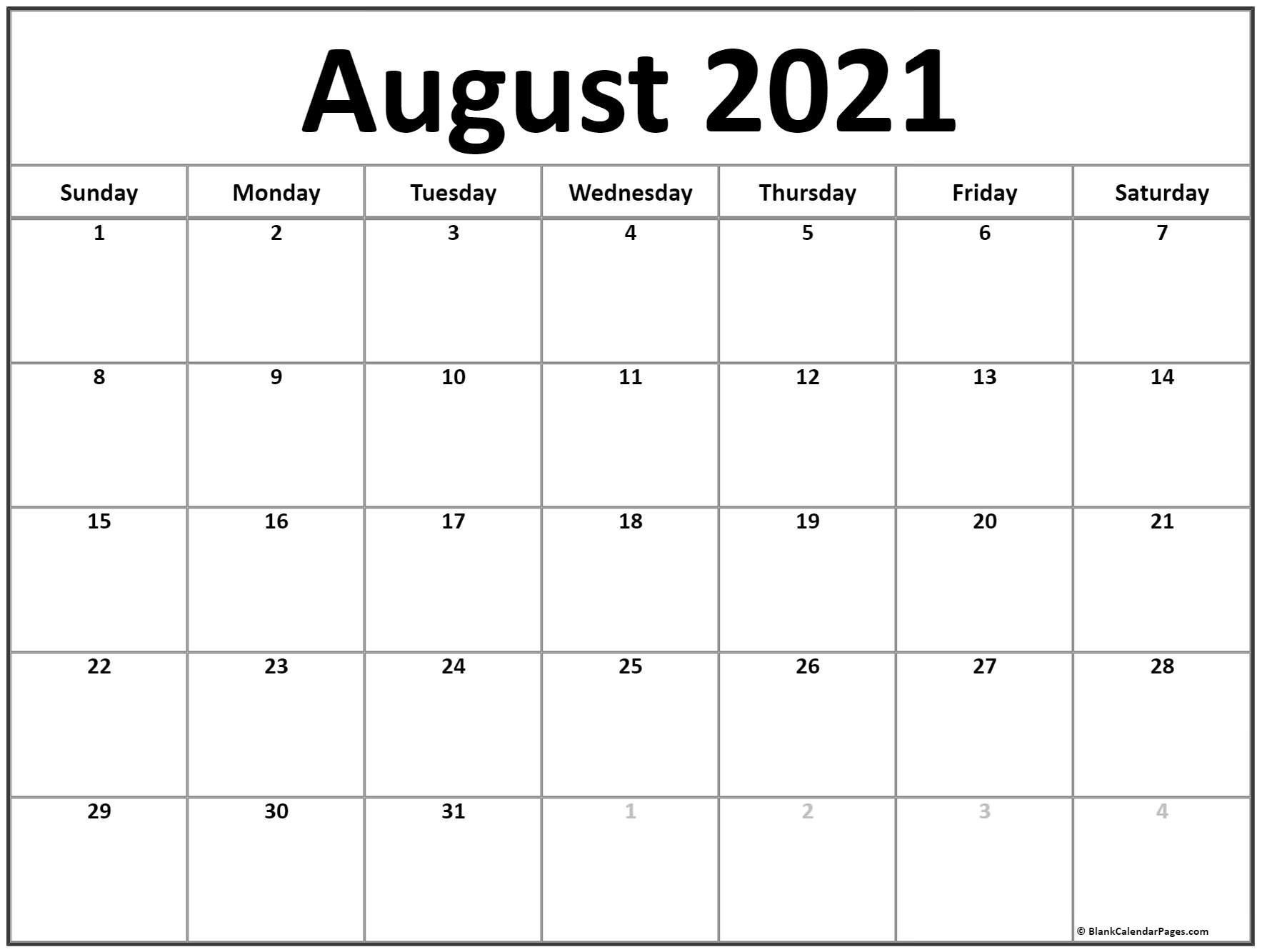 2021 Printable Monthly Calendar | Ten Free Printable Calendar 2020-2021 August 2021 Calendar Template Word