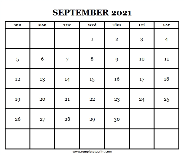 2021 September Printable Calendar - 2021 Calendar Free Printable Blank Calendar Pages September 2021