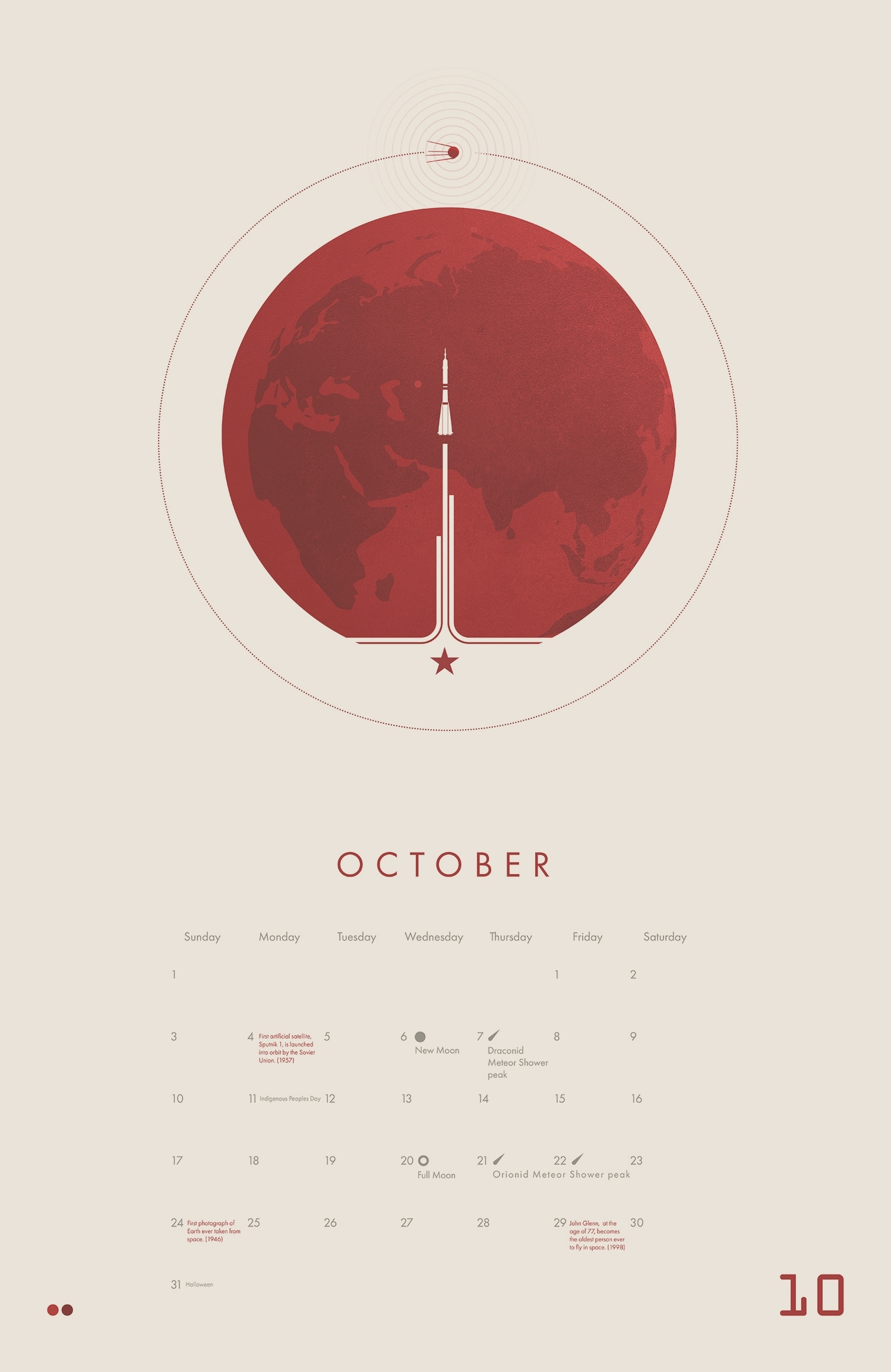 2021 Space Calendar - Variant - 2046 Print Shop October 2021 Full Moon Calendar