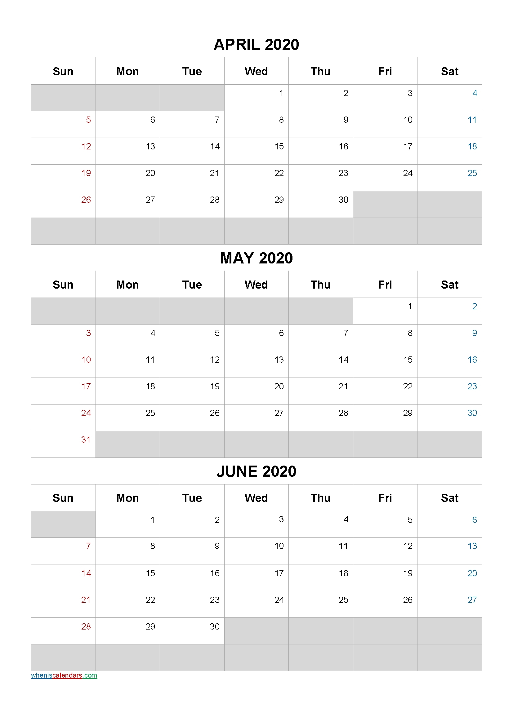 3 Month Calendar 2021 Printable | Calendar Template 2021 April Through June 2021 Calendar