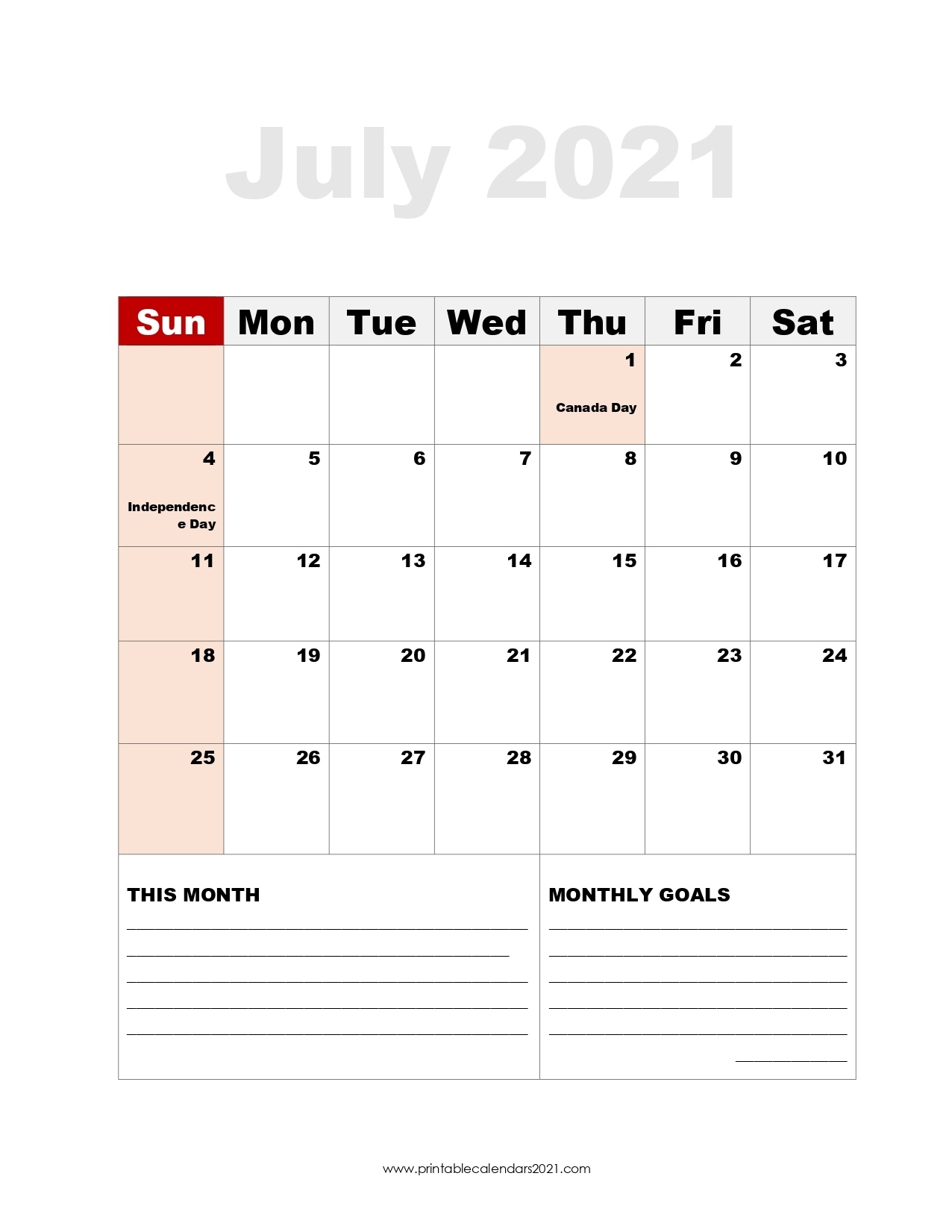 45+ July 2021 Calendar Printable, July 2021 Calendar Pdf, Blank, Free July 2021 Calendar Download