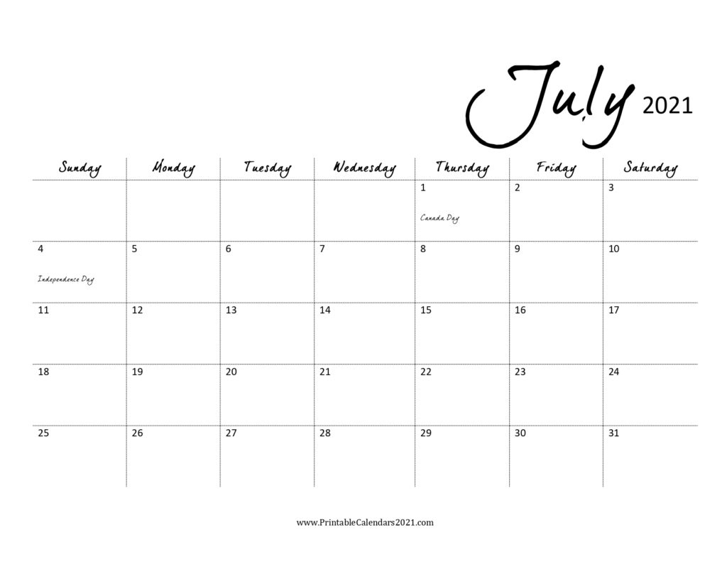 45+ July 2021 Calendar Printable, July 2021 Calendar Pdf, Blank, Free July 2021 Calendar Download