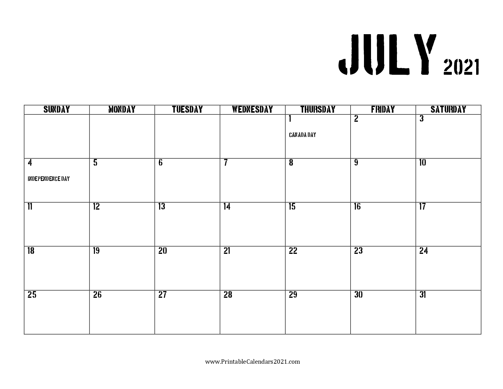 45+ July 2021 Calendar Printable, July 2021 Calendar Pdf, Blank, Free Online Calendar July 2021