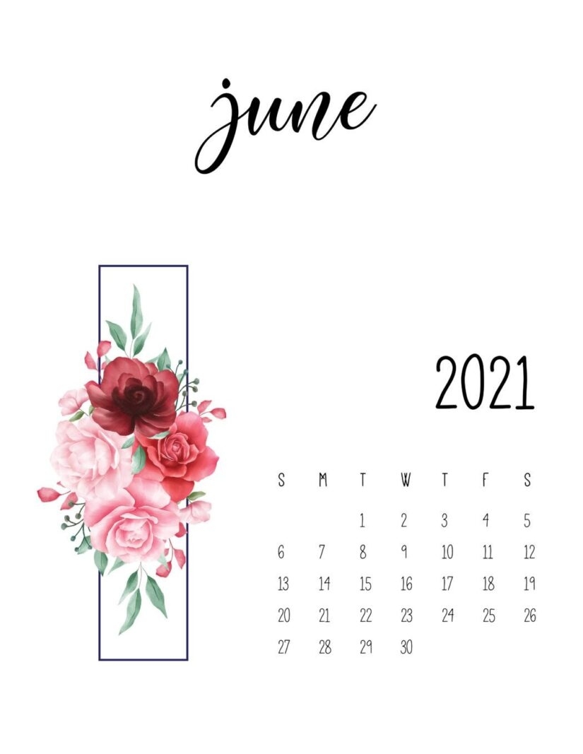 50 Best Printable June 2021 Calendars With Holidays - Onedesblog Cute June 2021 Calendar