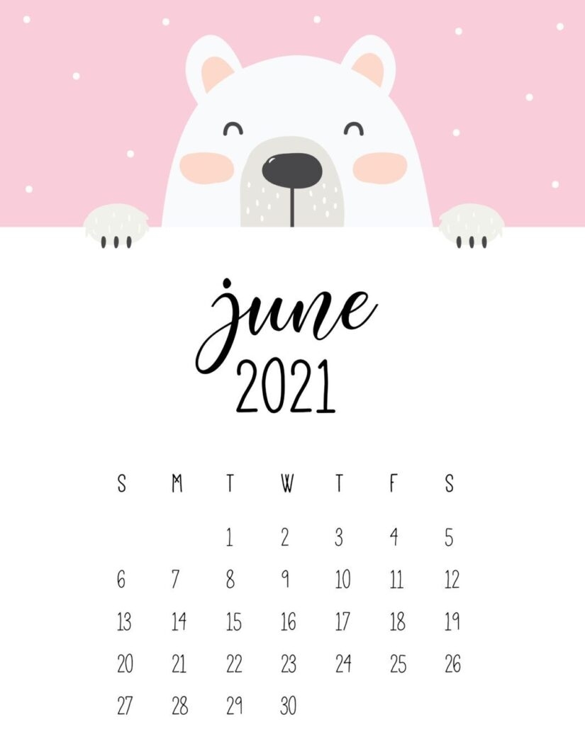 50 Best Printable June 2021 Calendars With Holidays - Onedesblog Cute June 2021 Calendar