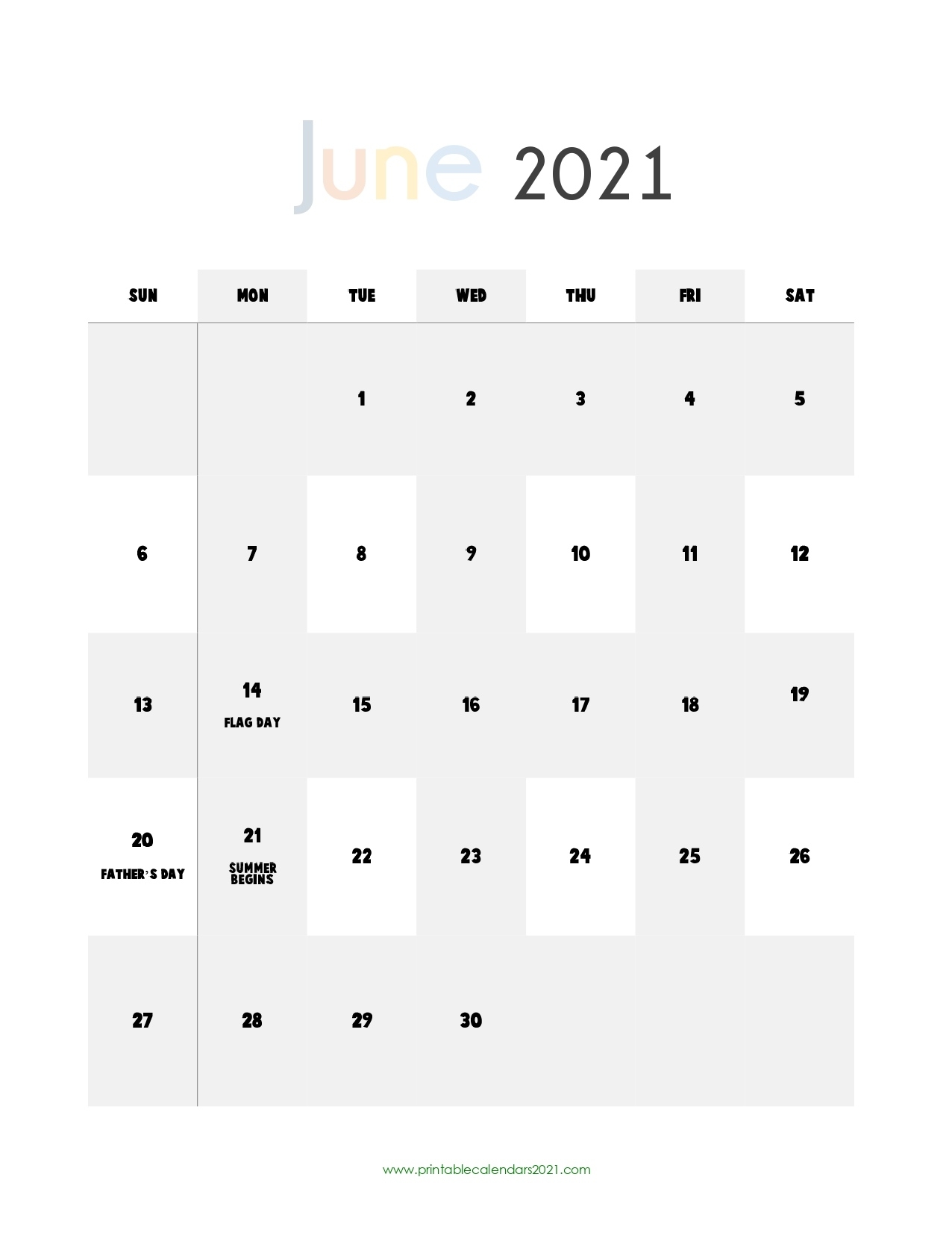 60+ Free June 2021 Calendar Printable With Holidays, Blank, Pdf June 2021 Calendar Doc