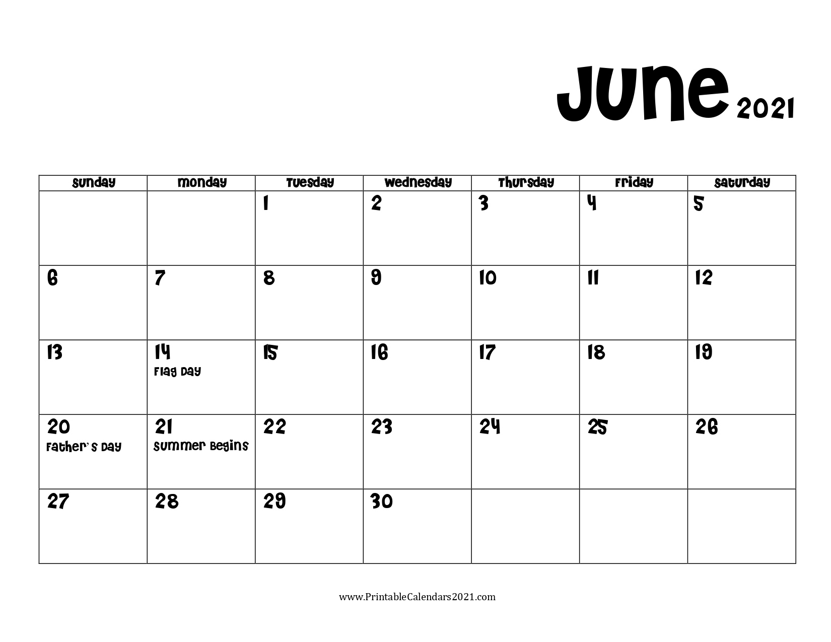 60+ Free June 2021 Calendar Printable With Holidays, Blank, Pdf June 2021 Calendar Printable