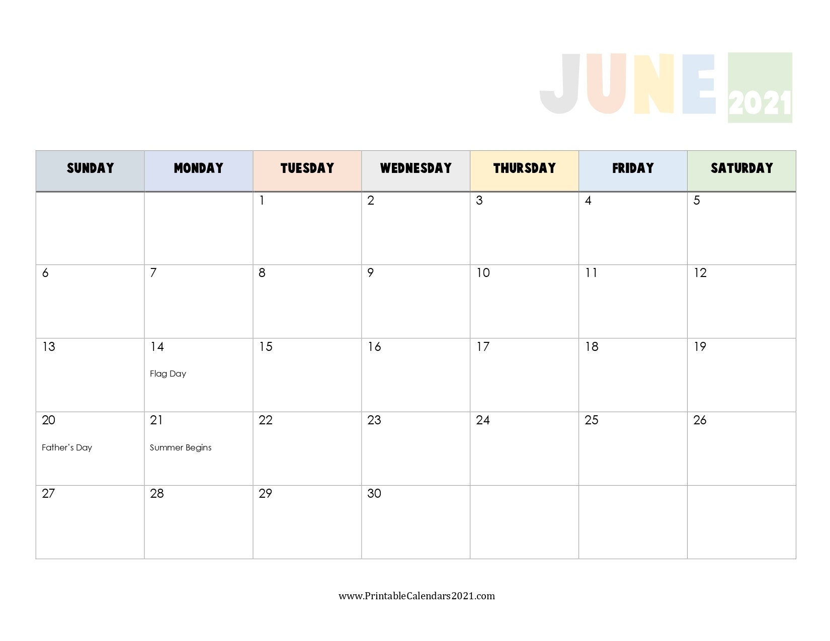 60+ Free June 2021 Calendar Printable With Holidays, Blank, Pdf June 2021 Calendar With Holidays Printable