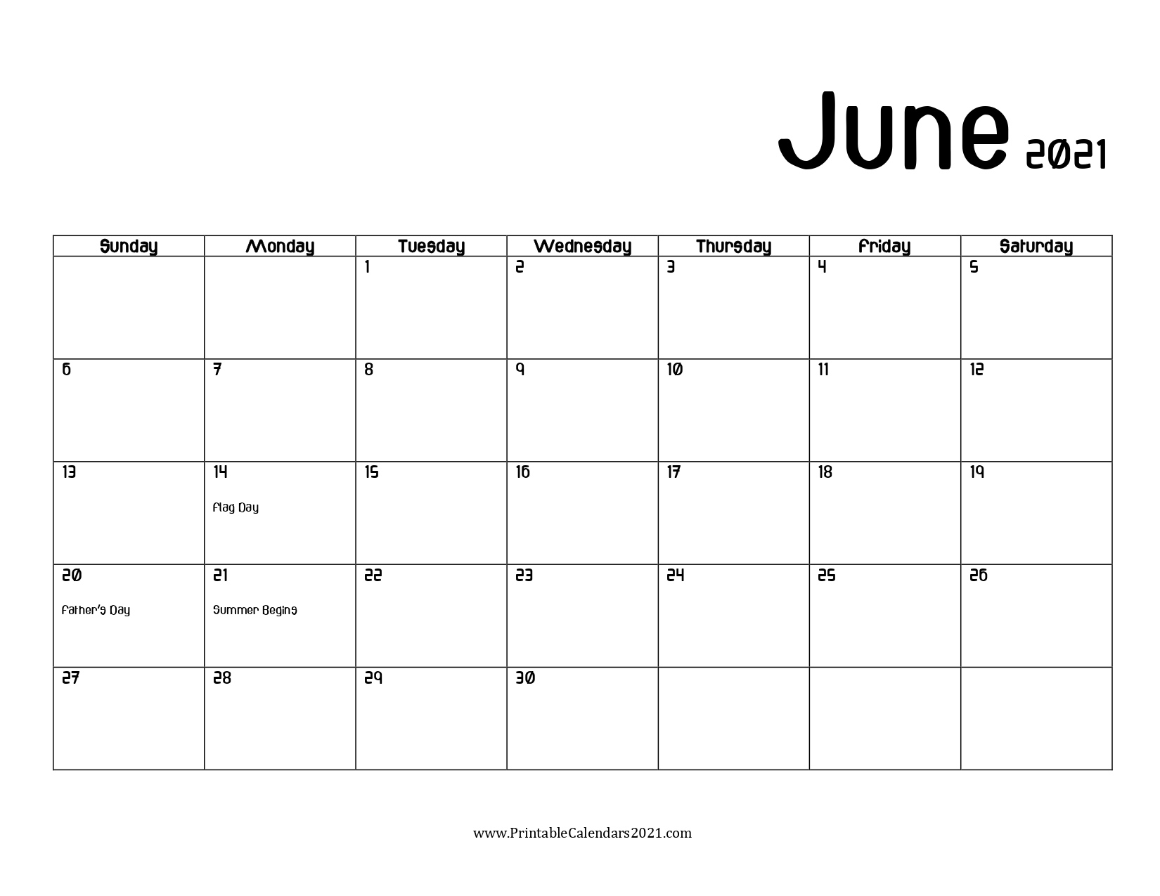 60+ Free June 2021 Calendar Printable With Holidays, Blank, Pdf June Calendar Of 2021