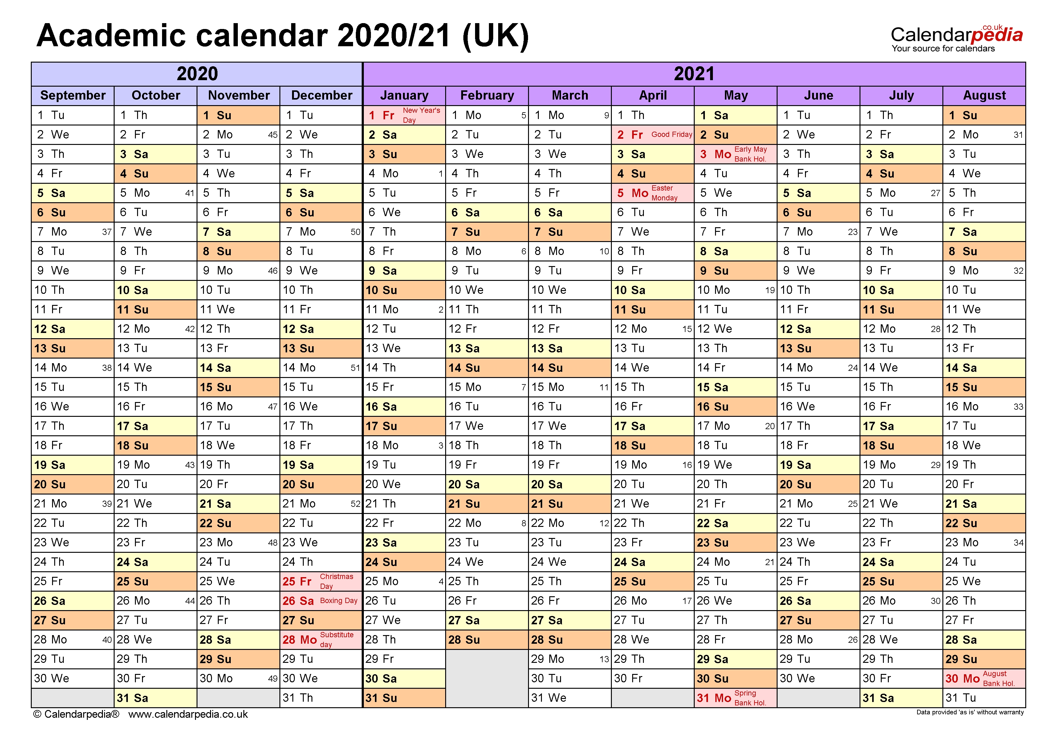 Academic Calendars 2020/21 Uk - Free Printable Excel Templates September 2021 School Calendar