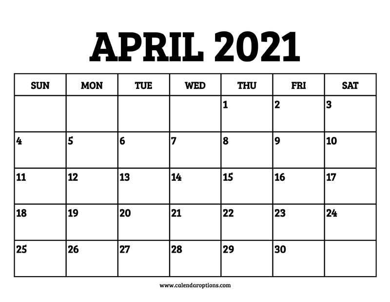 April 2021 Calendar Printable - Calendar Options Blank April May June 2021 Calendar