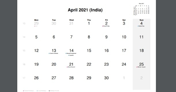 April 2021 Calendar With India Holidays - 2021 Calendar September 2021 Calendar With Holidays India