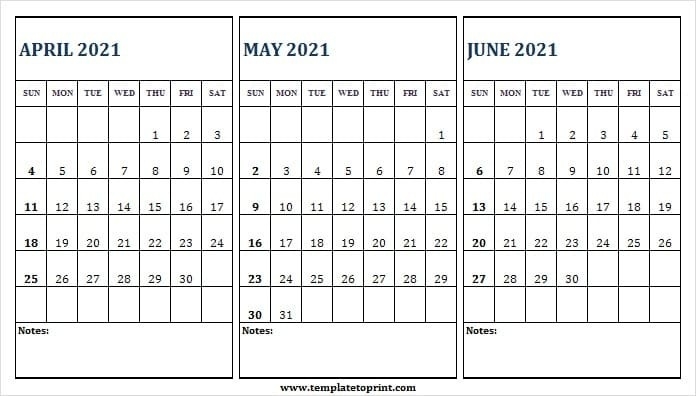 April 2021 Calendar With Notes | Free Printable Calendar Monthly April Through June 2021 Calendar