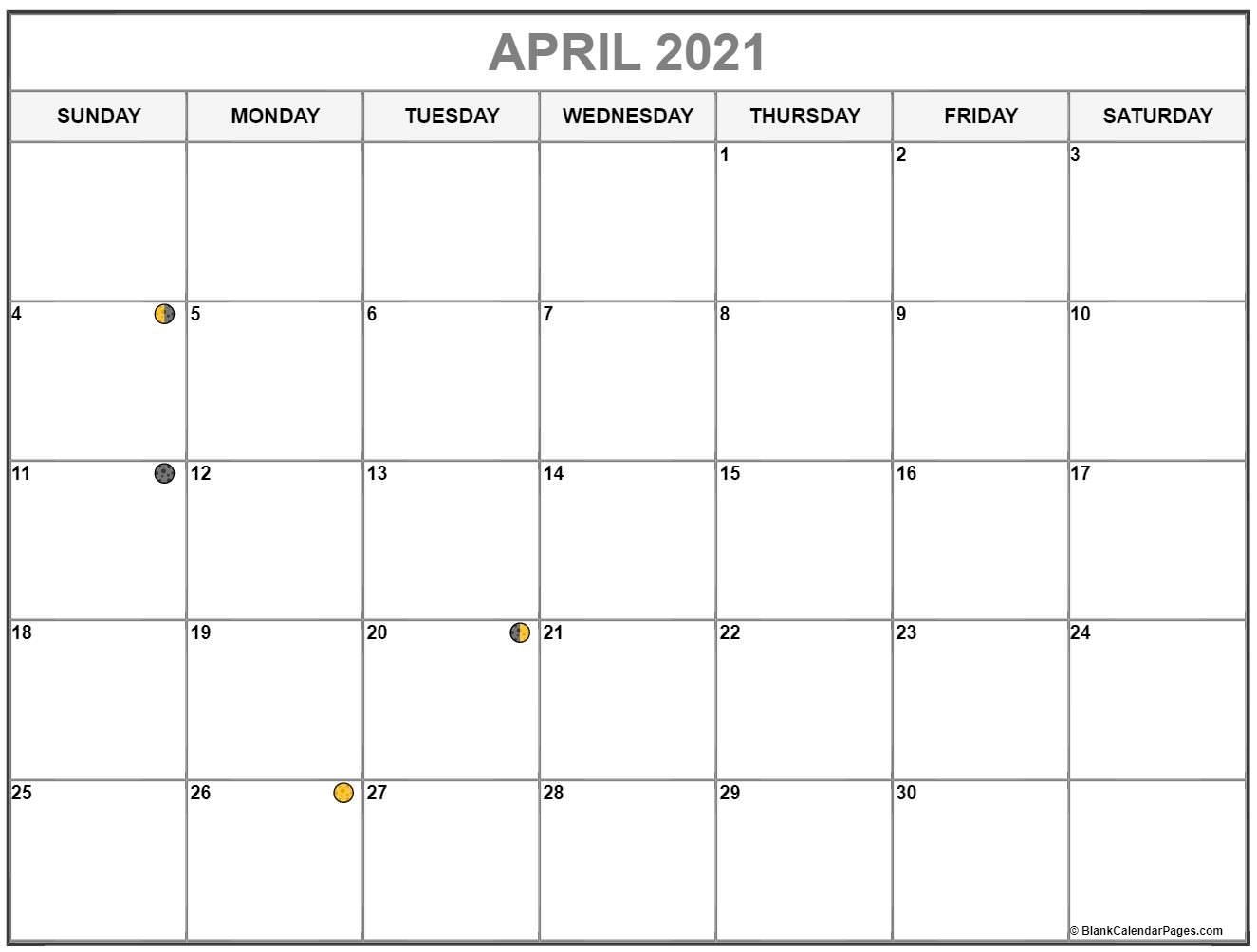 April 2021 Lunar Calendar | Moon Phase Calendar Lunar Calendar August 2021