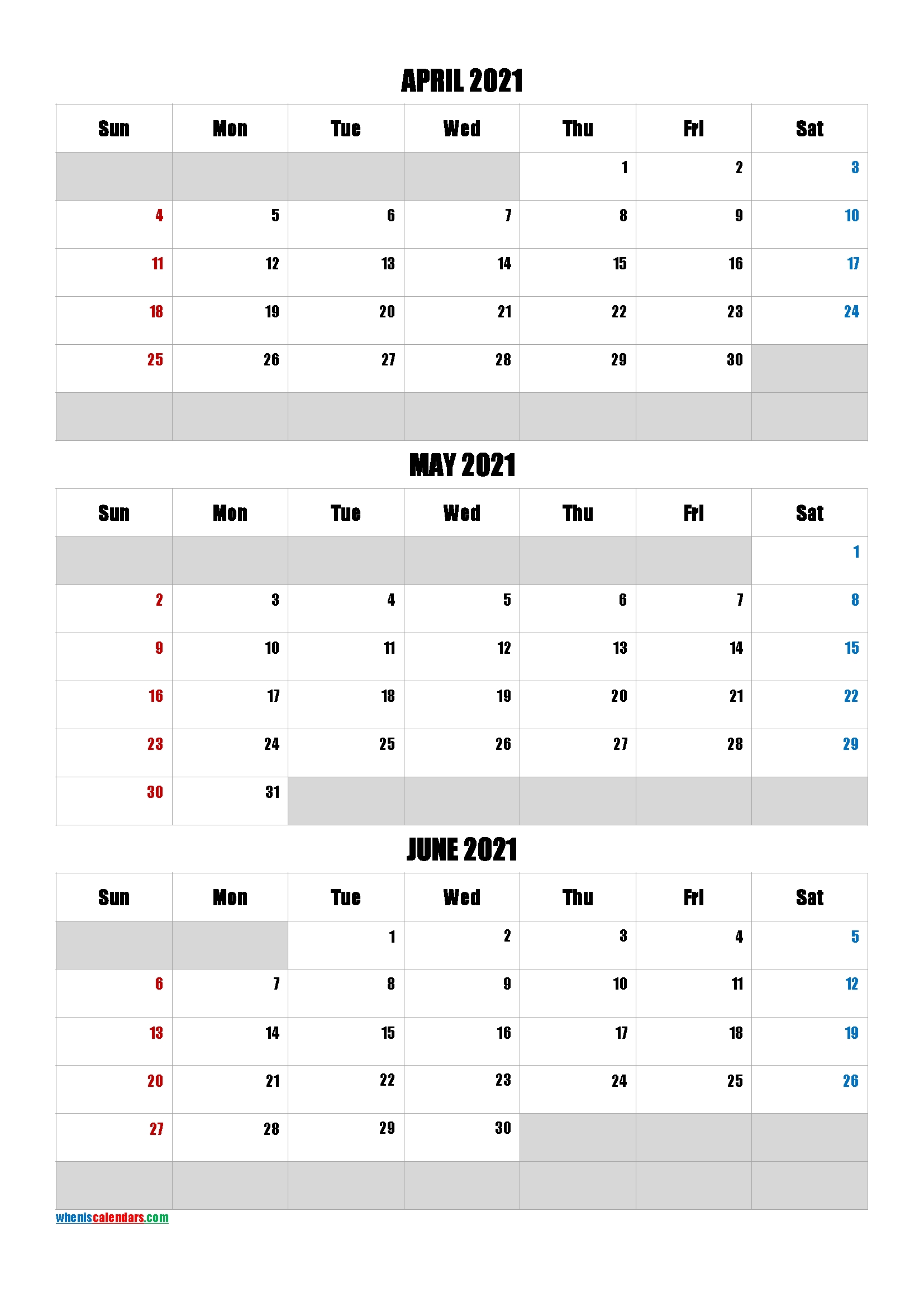 April May June 2021 Calendar-Template Code.impa5 Print April May June 2021 Calendar