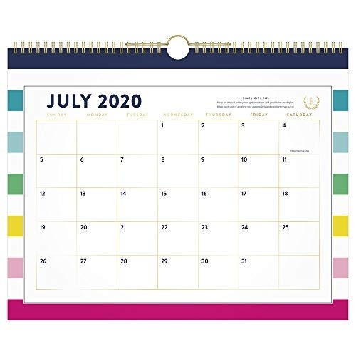 At-A-Glance Academic Wall Calendar 2020-2021, Simplified For 15″ X 12″, Medium, Happy Stripe July 2020-June 2021 Desk Calendar