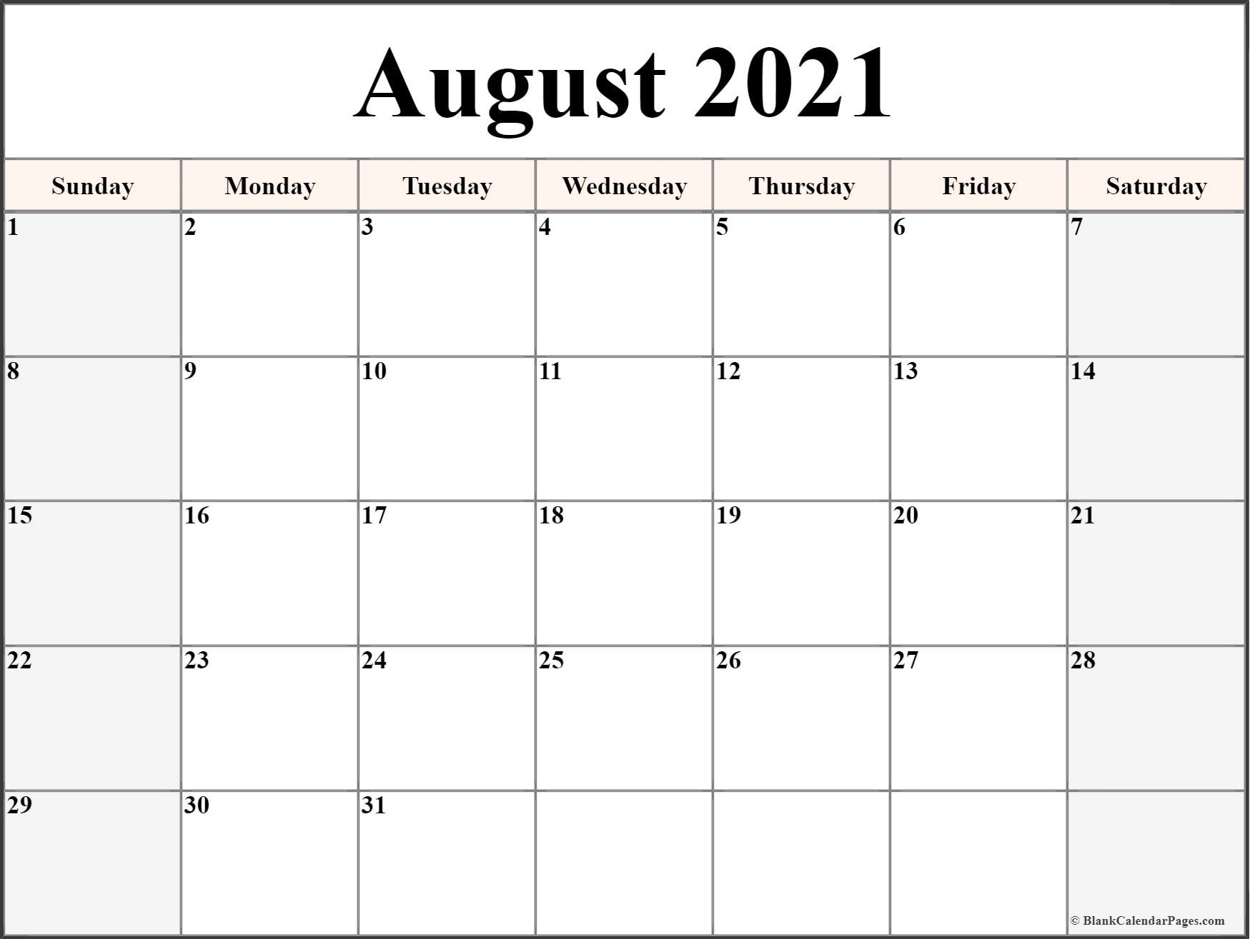 August 2021 Calendar | Free Printable Calendar Free Printable August 2021 Calendar With Holidays