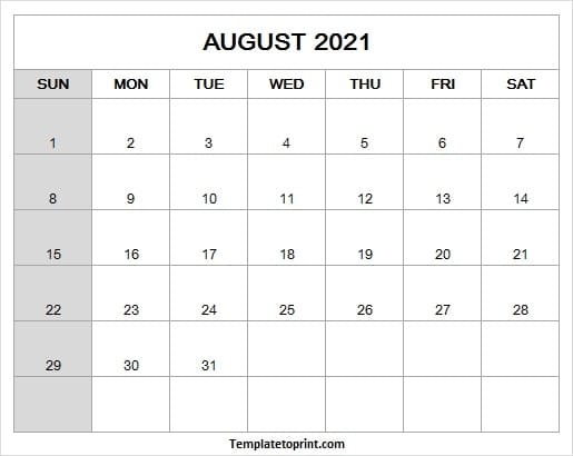 August 2021 Calendar Print - 2021 Calendar Free Template Free Printable August 2021 Calendar With Holidays