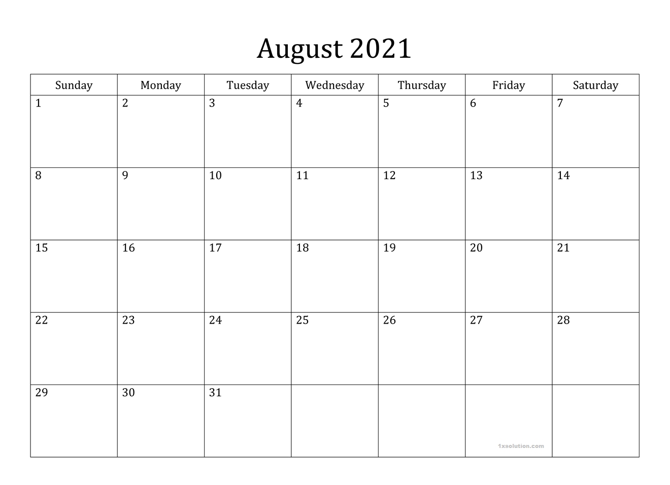 August 2021 Calendar Printable Schedule Excelsheet | Calendar August 2020 To August 2021 Calendar