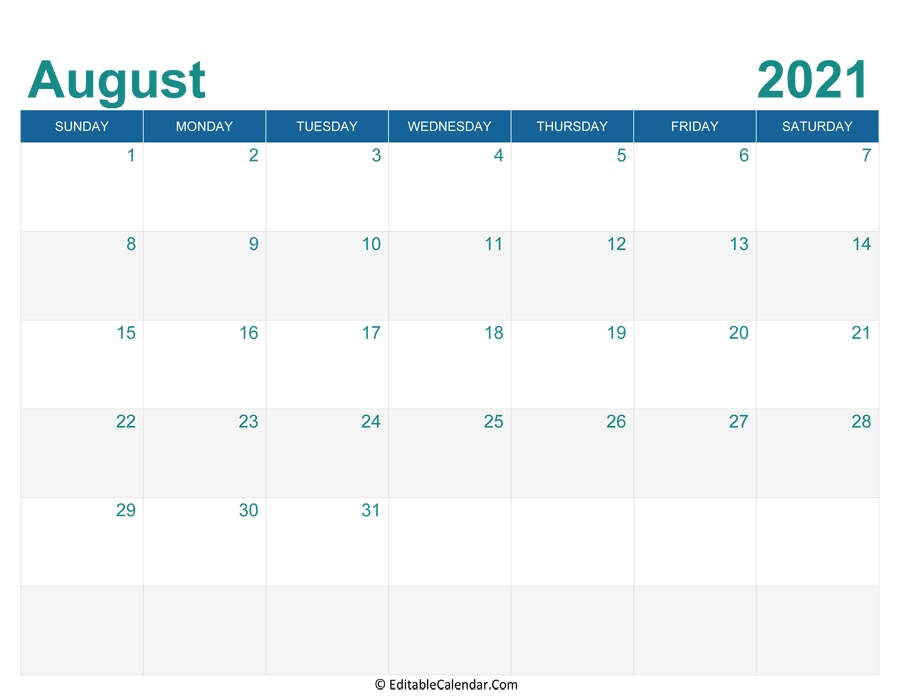 August 2021 Calendar Templates August 2021 Calendar Template Word