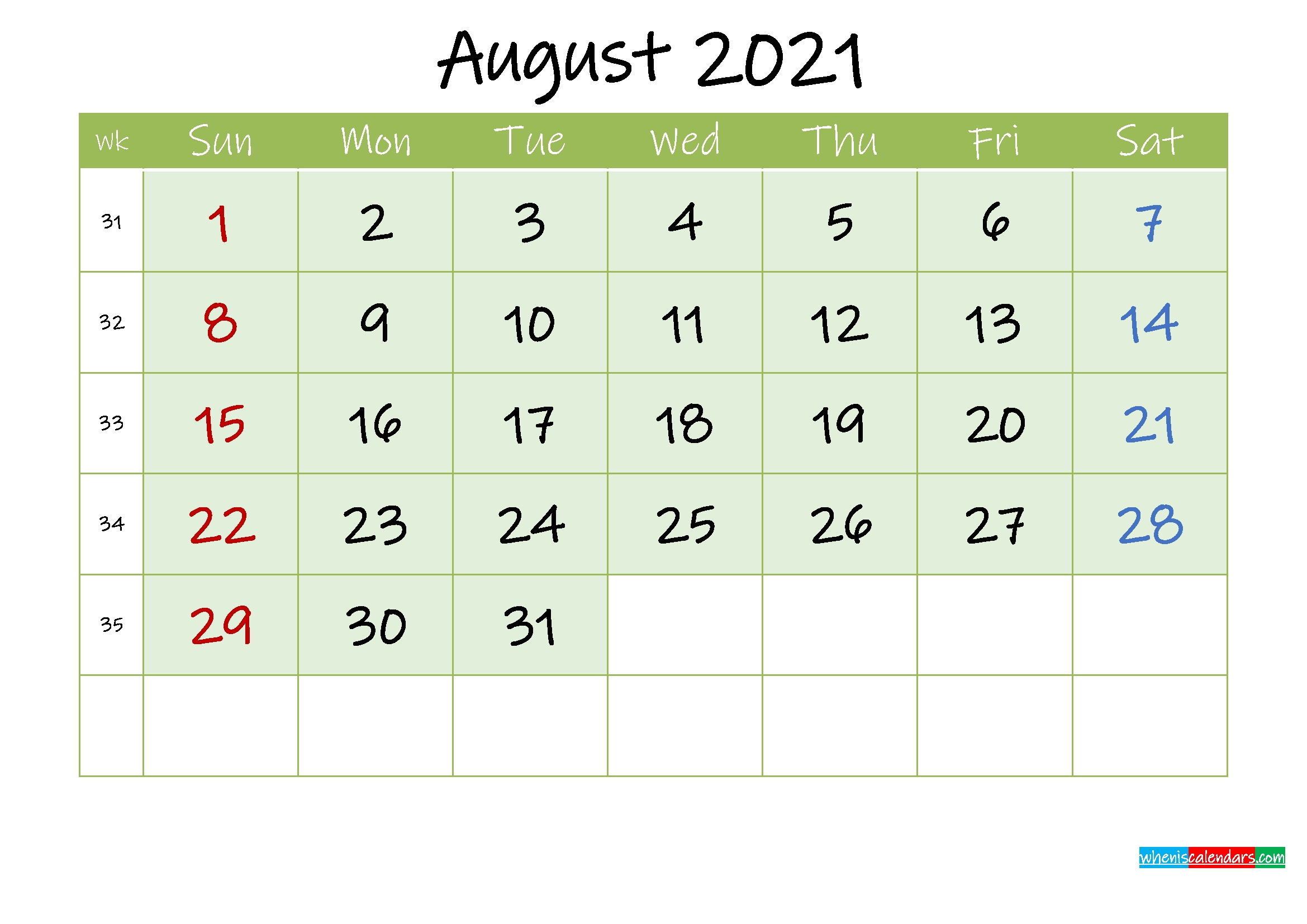 August 2021 Free Printable Calendar - Template Ink21M128 | Free Printable 2020 Calendar With August 2021 Calendar To Print