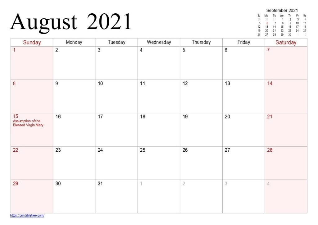 August 2021 Printable Calendar Pdf Templates Free Download August 2021 Calendar Images