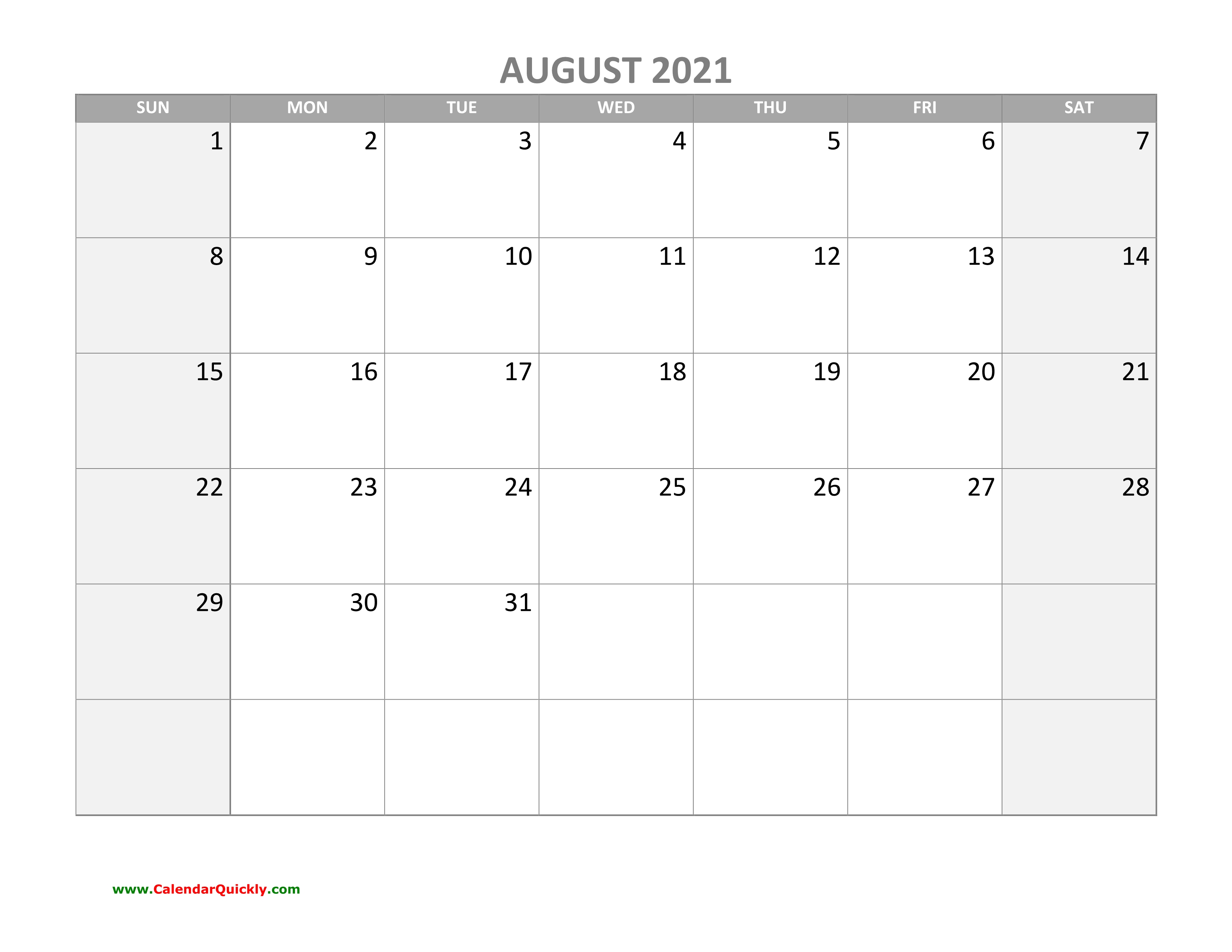 August Calendar 2021 With Holidays | Calendar Quickly Free Printable August 2021 Calendar With Holidays