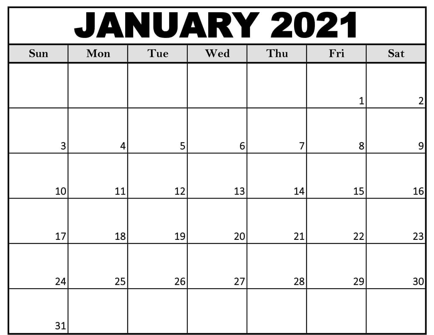 Blank Calendar For January 2021 - Free Printable 2021 Calendar Templates With Holidays January - June 2021 Calendar