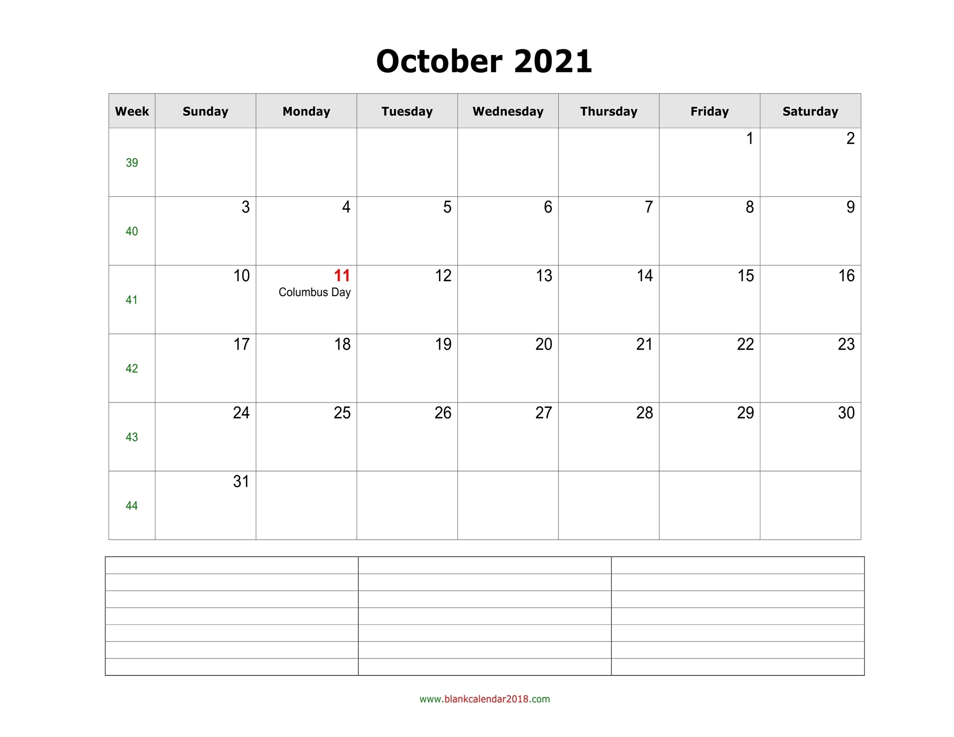 Blank Calendar For October 2021 Blank October 2021 Calendar