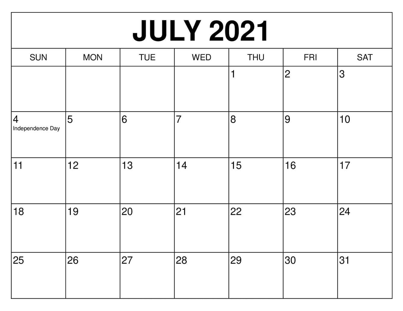 Blank July 2021 Calendar Editable Pdf - Thecalendarpedia July 2021 Calendar Panchang