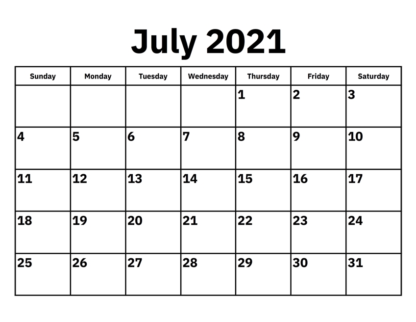 Blank July 2021 Calendar Editable Pdf - Thecalendarpedia July 2021 Calendar Panchang