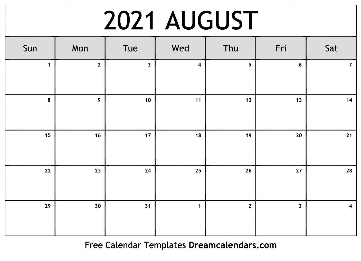 Blank Printable August 2021 Calendar Week Numbers | Get Free Calendar Blank August 2021 Calendar