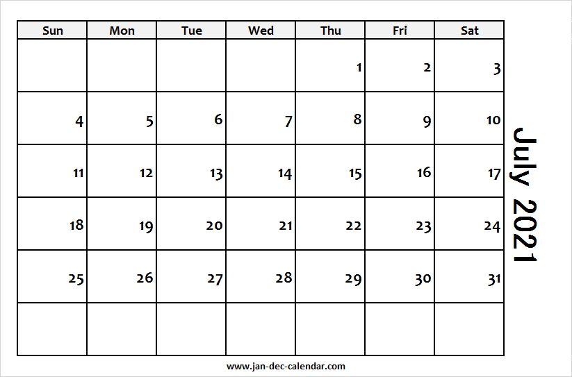 Blank Printable July Calendar 2021 Template Free July 2021 Calendar Portrait