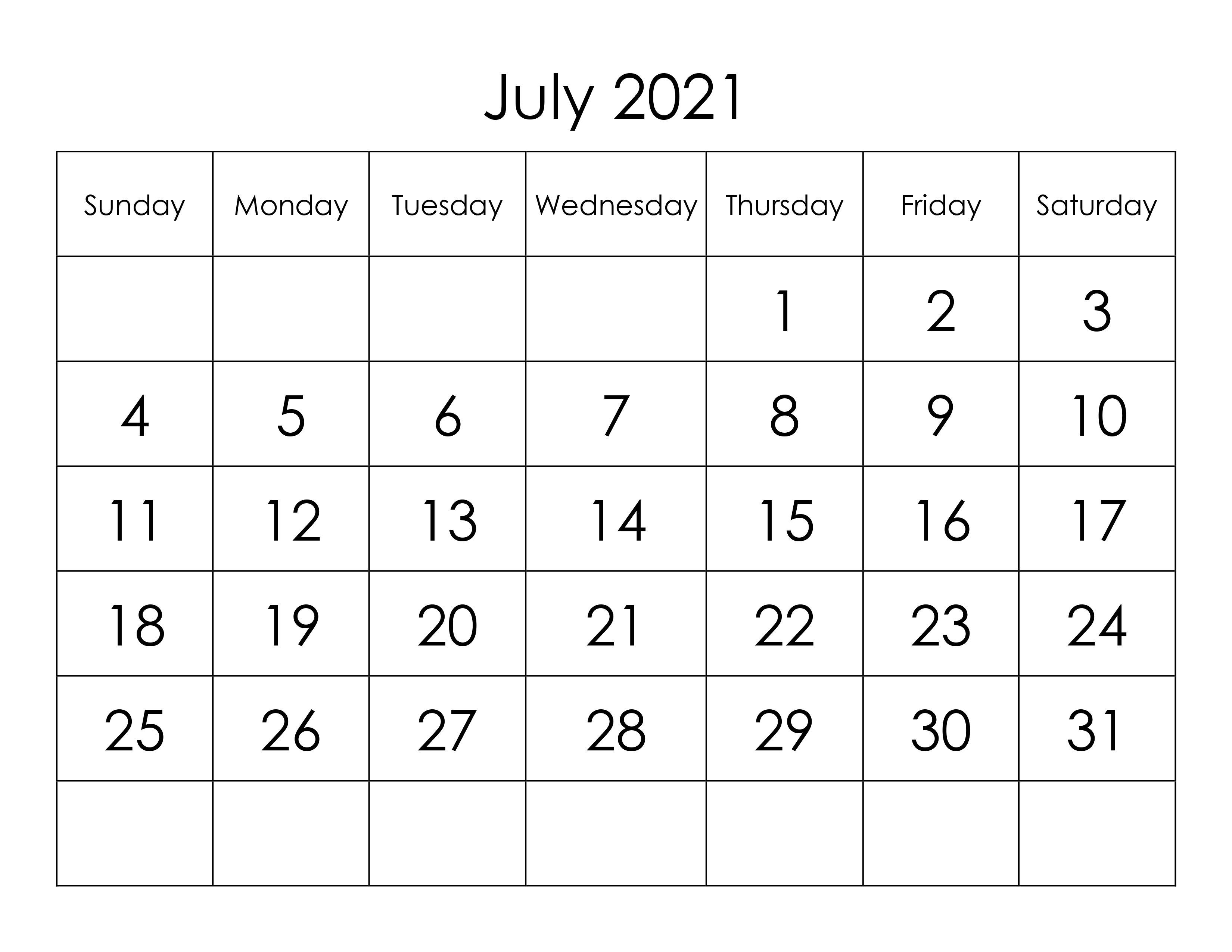 Calendar For July 2021 - Free-Calendar.su July 2021 Calendar Vertical