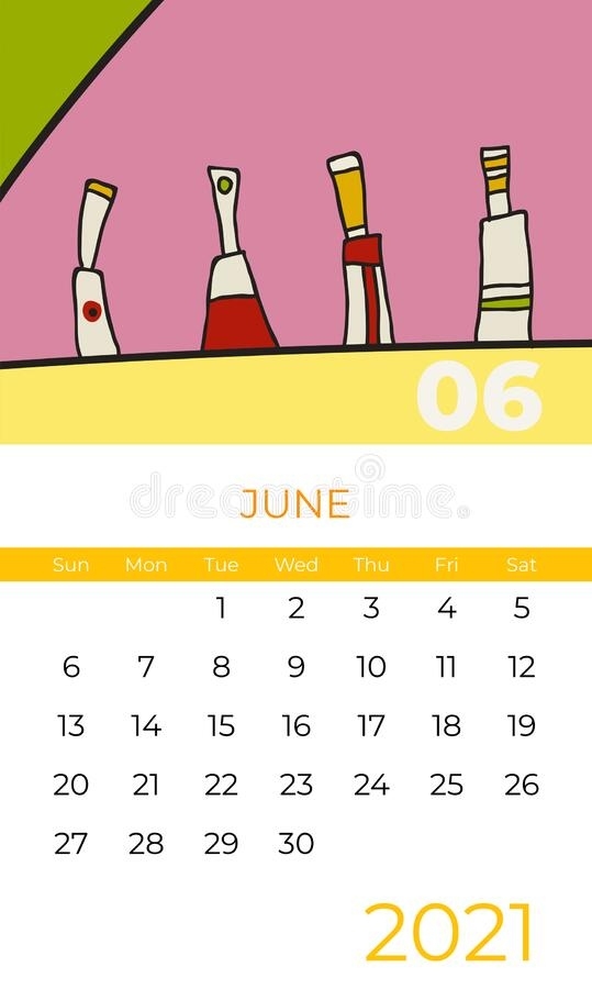 Calendar For June 2021. Illustration. Stock Illustration - Illustration Of Diary, Organizer June 2021 Calendar In Spanish